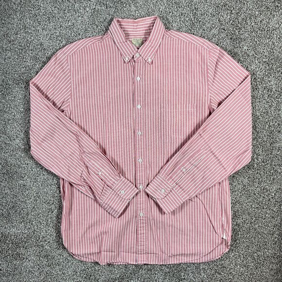J.CREW Other - Sewn For J Crew Shirt Mens Large Pink Stripe Button Up 2 Ply Prep Classic